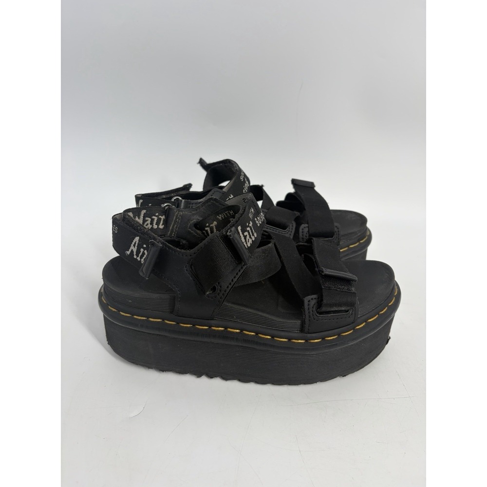 Dr Martens Kimber Quad Platform Chunky Strap Black Sandals Women US 6 UK 4 EU 37